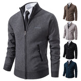 Men's Casual Stand Up Collar Cardigans - Dark Grey - 1 / 8938 / Cardigan Sweater - XXXL - Polyester - image 2