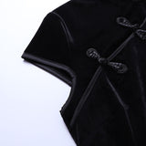 Women's Long Gothic Velvet Spilt Dress - Black - Dress - XXXL - Velvet - image 13