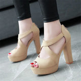 Women's Block Heel High Platform Sandal - Orange - Platform Sandals - 43 B - PU Leather - image 19