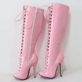 Women's Shiny Burlesque High Heel Boots - Pink - High Boots - 15 B - Patent PU Leather - image 7