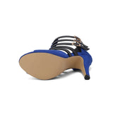 Women's Spike Heel Gladiator Sandals - Blue - Buckle Sandals - 12 B - PU Leather - image 25