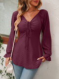 Women's Fashion A Line Drawstring Blouse - Green - Shirt - XXXL - Polyester - image 33