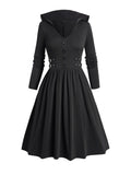 Women's Dark Gothic Hooded Dress - Black - Hooded Dress - XXL - Polyester - image 3