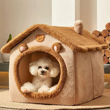 Dog Cat Foldable Pet House Washable - Tea Brown - Foldable Pet House - L - PP Cotton - image 8