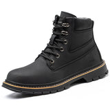 Men's Steel Cap Toe High-Top Work Boots - Black - 48 B - PU Leather - image 16