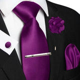 Men's 5 Pcs Luxury Ridged Silk Tie Sets - Puce - 5pc Tie Set - 035 - Medium - Silk - image 24