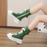 Women's Canvas Chunky Platform Boots - Light Pink - Canvas Boots - 40 B - Canvas - image 28