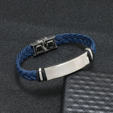 Unisex Titanium Woven Leather Bracelet - Black - Bracelet - Medium - Titanium - image 19