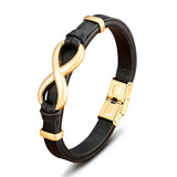 Unisex Leather Infinity Symbol Bracelets - Black/Gold - Bracelet - 23cm - Leather - image 17