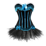 Women's Victorian Lace Corset Dresses - Blue/Black - 6068blue 7008black - 6XL - Polyester - image 2