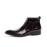 Men's Leather Patent Formal Dress Boots - Wine Red - Patent Boots - 45 B - Genuine Leather - image 21