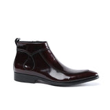 Men's Leather Patent Formal Dress Boots - Wine Red - Patent Boots - 45 B - Genuine Leather - image 23