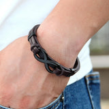 Unisex Leather Infinity Symbol Bracelets - Black/Gold - Bracelet - 23cm - Leather - image 5