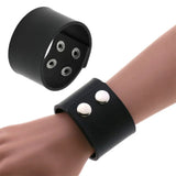 Unisex Leather Adjustable Cuff Bracelets - White - Wristband - Medium - Genuine Leather - image 2