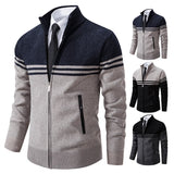 Men's Slim Mock Neck Zip Up Cardigans - Navy - 1 / 8958 / Sweater - XXXL - Polyester - image 2