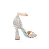Women's Rhinestone High Bling Sandals - Beige - Glitter High Sandals - 9 B - PU Leather - image 3