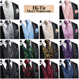 Men's Formal 4 Pcs Silk Slim Waistcoat Sets - Dark Blue - MS-0020 - 4 PCS - Vest Set - XXXL - Silk - image 17