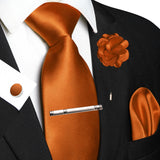 Men's 5 Pcs Luxury Ridged Silk Tie Sets - Desert Orange - 5pc Tie Set - 034 - Medium - Silk - image 40