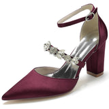 Women's Satin Crystal Strap Evening Shoe - Wine - Bridal Shoes - 43 B - Satin - image 12