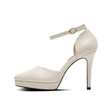 Women's Buckle Strap Formal Dress Shoes - Apricot - 1 / Matte / Shoes - 42 B - PU Leather - image 8