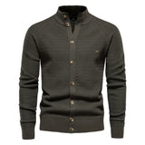 Men's Mock Neck Button Knit Cardigan - Khaki - Mock Neck Cardigan - Size XXL 88-95 kg - Cotton - image 2