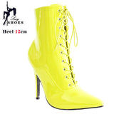 Women's Patent Pointed Toe Ankle Boots - Black - Ankle Boot - 35 B - PU Patent Leather - image 34