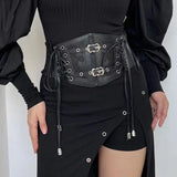 Women's Buckle Strap Waist Cinch Belts - Black - 1 - Waist Cinch Belt - PU Leather - image 9
