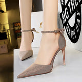 Women's Glitter Bow Knot Strappy Heels - Gold - Prom Shoes - 43 B - PU Leather - image 29