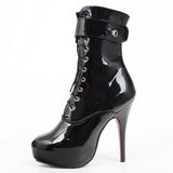 Women's Padlock High Stiletto Ankle Boots - Hot Pink - Ankle Boots - 15 B - PU Patent Leather - image 18