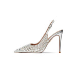 Women's Metallic Bling Bridal Slingbacks - Black - 2 / 6cm / Metallic Heels - 41 B - PU Leather - image 33