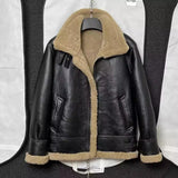 Men's Genuine Leather Sheepskin Jacket - Black - Bomber Jacket - 6XL - Genuine Leather - image 7