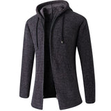 Men's Cashmere Zip Up Hooded Sweater - Black - Hoodie Jacket - 4XL - Polyester - image 21