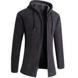 Men's Cashmere Zip Up Hooded Sweater - Black - Hoodie Jacket - 4XL - Polyester - image 15