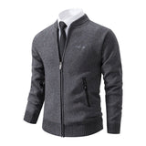 Men's Casual Stand Up Collar Cardigans - Dark Grey - 1 / 8938 / Cardigan Sweater - XXXL - Polyester - image 7