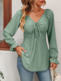 Women's Fashion A Line Drawstring Blouse - Green - Shirt - XXXL - Polyester - image 17