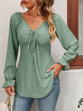 Women's Fashion A Line Drawstring Blouse - Green - Shirt - XXXL - Polyester - image 22