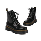 Womens Patent Leather Lace Up Ankle Boot - Black - Ankle Boots - 43 B - PU Patent Leather - image 25
