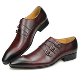 Men's Genuine Leather Pointed Toe Shoes - Wine Red - Dress Shoes - 50 B - Genuine Leather - image 1