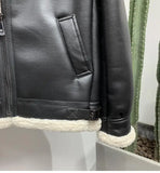 Men's Faux Leather Fleece Bomber Jacket - Black - Men's Jacket - 6XL - Genuine Leather - image 20