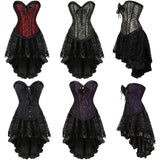 Women's Victorian Gothic Corset Skirt Set - Grey - 1 / Corset Skirt Set - 6XL - Polyester - image 25