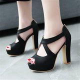 Women's Block Heel High Platform Sandal - Orange - Platform Sandals - 43 B - PU Leather - image 11
