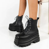 Women's Gothic Punk Retro Biker Boots - Black - 1 / Combat Boots - 10 B - PU Leather - image 17