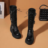 Women's Punk Buckle Strap Wedge Boots - White - Buckle Strap Boots - 43 B - PU Leather - image 12