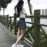 Women's Harajuku Preppy Plaid Mini Skirts - Grey - 8710-ZQ - Plaid Mini Skirt - XXXL - Polyester - image 6