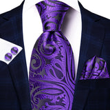 Funki Buys | Neckties | Men's 3 Pcs Purple Silk Wedding Tie Sets