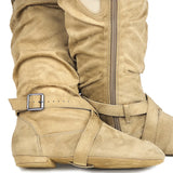 Women's Line Dance Buckle Flat Boots - Green - Boots - 42 B - PU Suede Leather - image 12