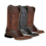 Men's Mid-calf Embroidered Cowboy Boot - Brown - Cowboy Boots - 48 B - PU Leather - image 12