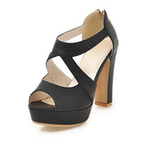 Women's Block Heel High Platform Sandal - Orange - Platform Sandals - 43 B - PU Leather - image 10