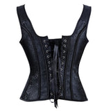 Women's Satin Shoulder Straps Corsets - Black - Corset - 6XL - Polyester - image 16