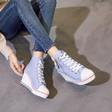 Women's High Platform Zipper Sneakers - Navy - Platform Sneakers - 43 B - Canvas - image 37